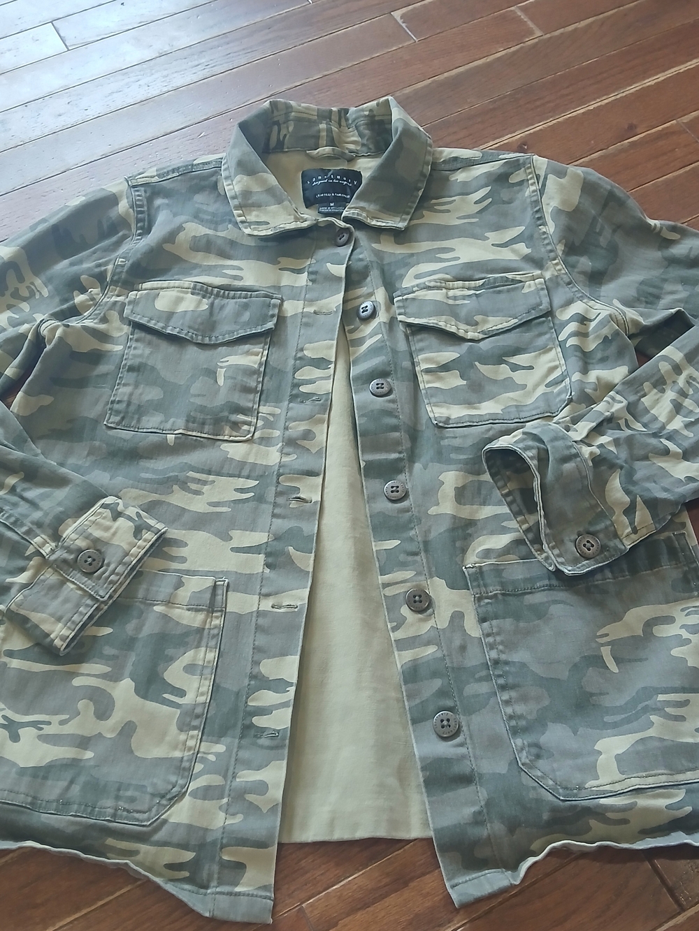 Sanctuary Women's Green Camouflage Button Up Jacket Light Weight Sz Med
